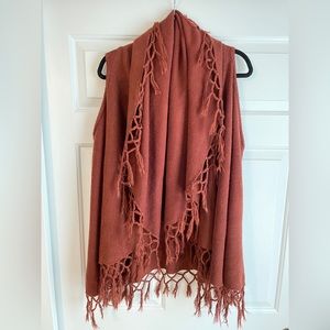 crimson red sweater shawl | OS